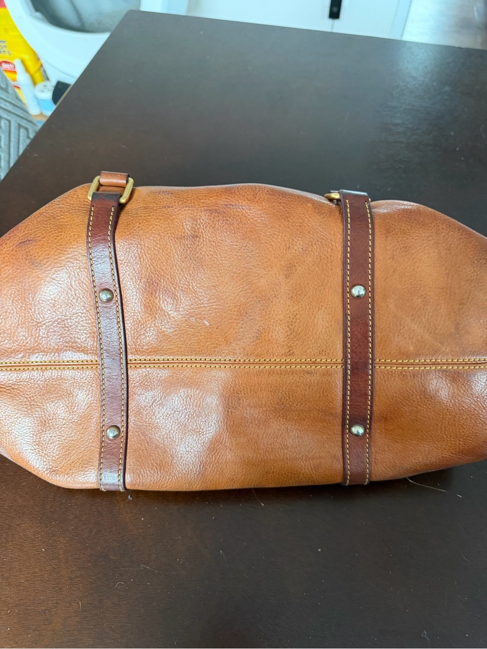 Dooney & Bourke Brown Leather Bag with Gold Accents - Picture 4 of 5